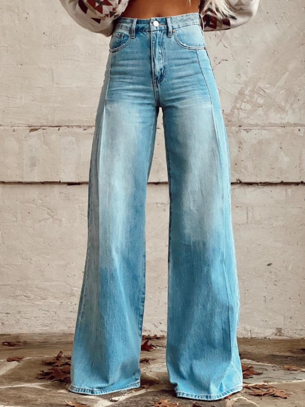 Women’s Palazzo Trousers – Wide-Leg Printed Trousers with Elasticated Waist
