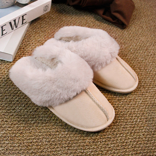 Women's Suede-Look Faux Fur Lined Platform Clog Slippers