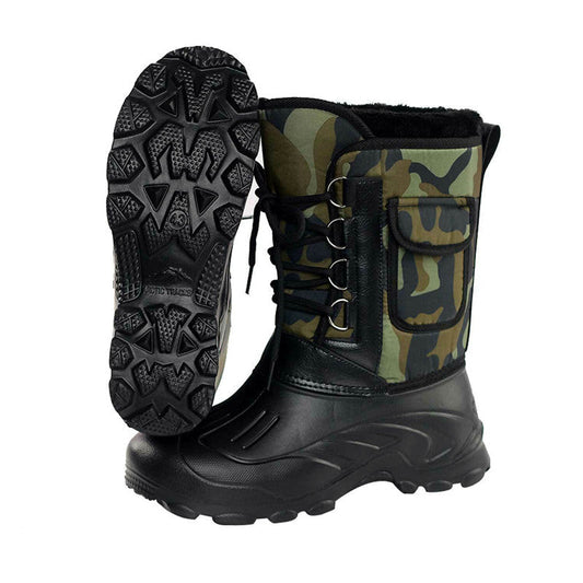 Men’s Waterproof Plush-Lined Snow Boots – Lace-Up Mid-Calf Outdoor Winter Boots with Anti-Slip Rubber Sole