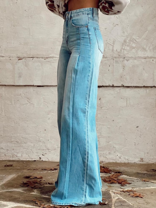 Women’s Palazzo Trousers – Wide-Leg Printed Trousers with Elasticated Waist