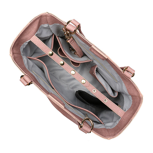 Women’s Structured Faux-Leather Tote Handbag – Versatile Shoulder Bag with Dual Handles and Adjustable Crossbody Strap