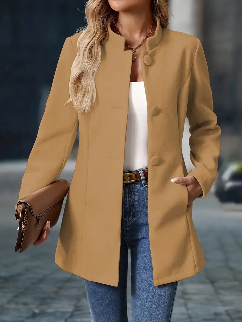 Women’s Longline Blazer – Open Front with Collarless Edge