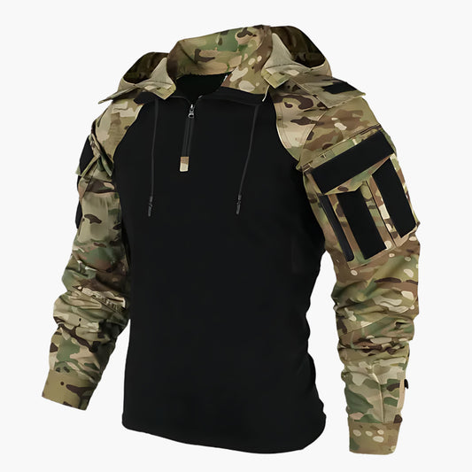 Men’s Windbreaker – Hooded Half-Zip Jacket with Upper-Arm Pockets