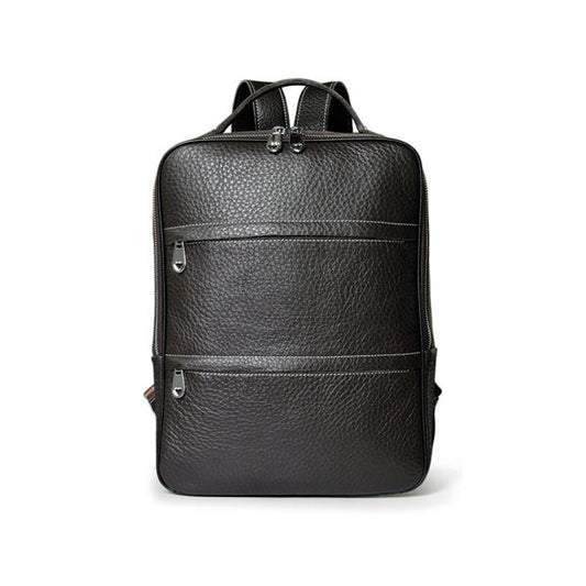 Women’s Genuine Leather Backpack – Structured Multi-Zip Day Bag with Adjustable Shoulder Straps