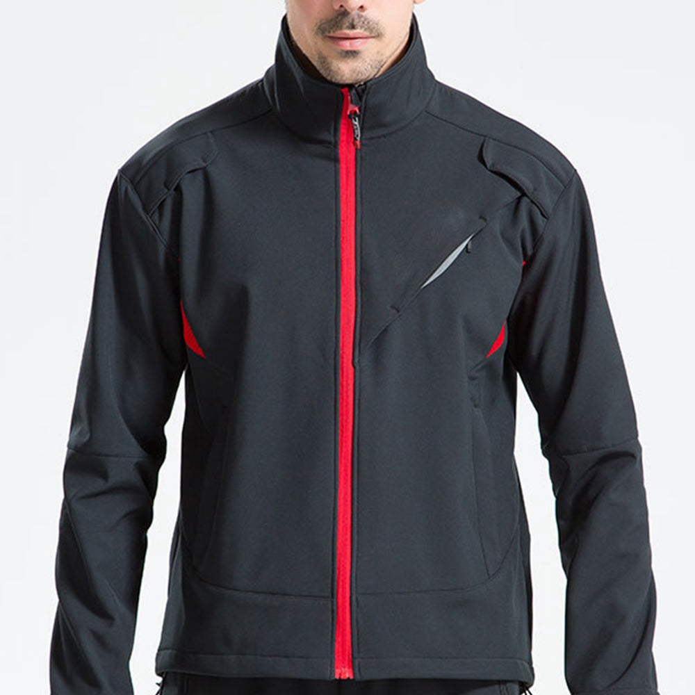 Men’s Thermal Fleece Cycling Jacket – Waterproof Windproof Reflective Winter Running Jacket with Full Zip and Pockets