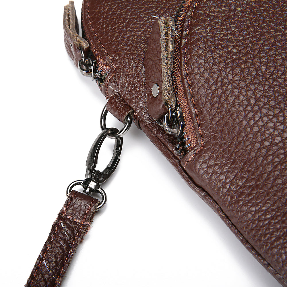 Women’s Genuine Leather Phone Crossbody Bag – Compact Multi-Pocket Purse with Adjustable Shoulder Strap