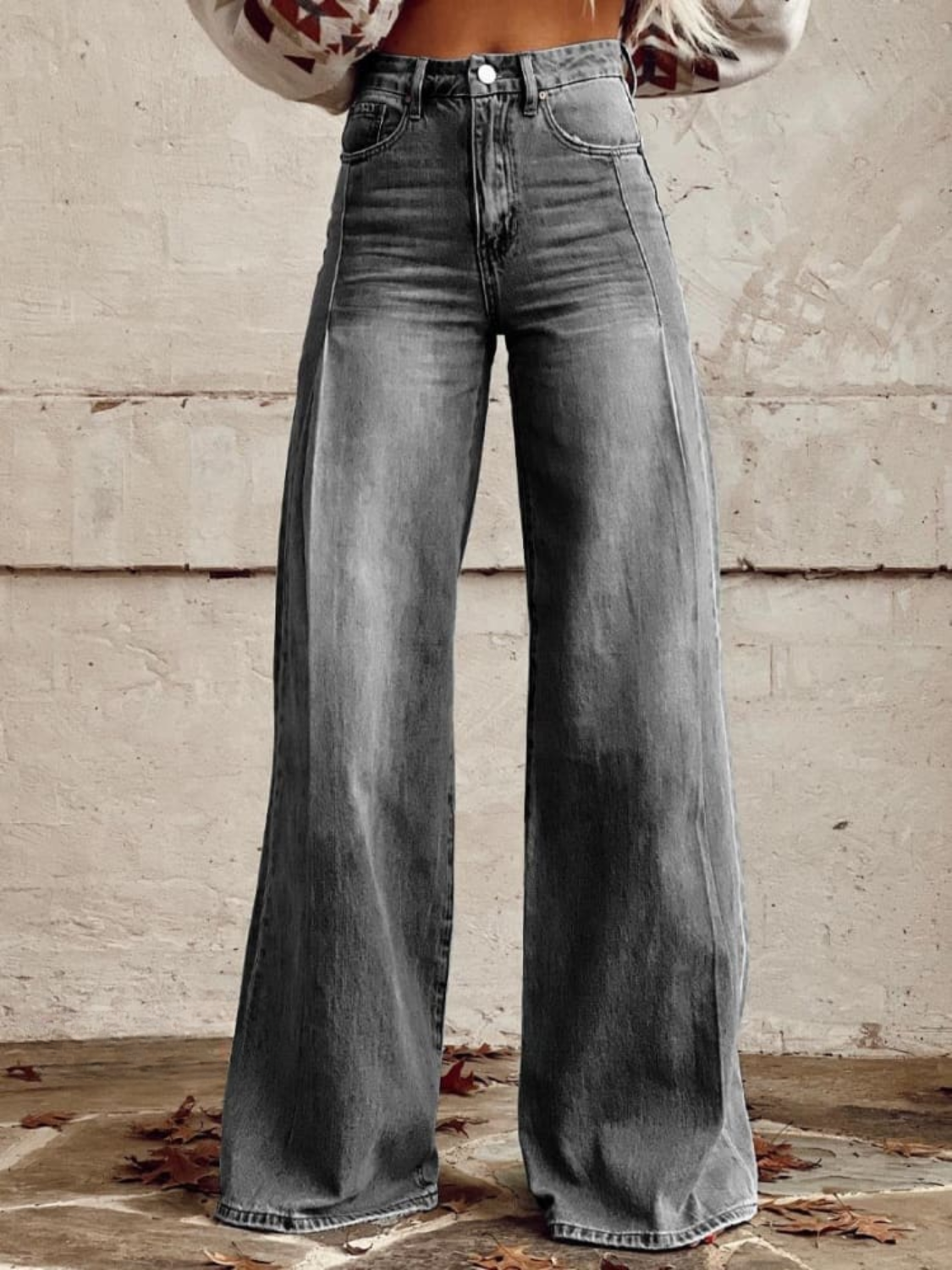 Women’s Palazzo Trousers – Wide-Leg Printed Trousers with Elasticated Waist