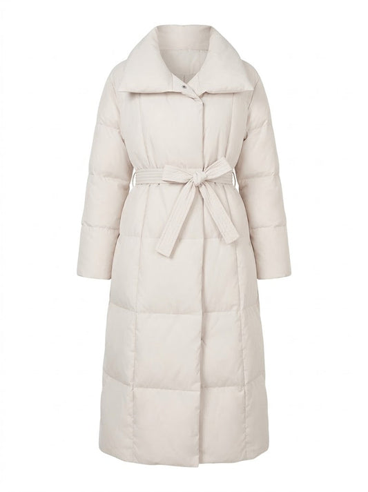 Women’s Maxi-Length Puffer Coat – Insulated High-Collar Winter Outerwear for Refined Cold-Weather Dressing