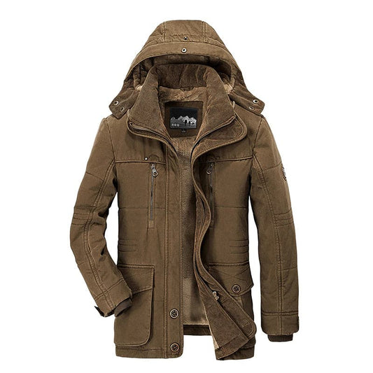 Men’s Fleece-Lined Multi-Pocket Winter Parka – Weather-Resistant Utility Layer for Everyday and Outdoor Cold-Weather Wear