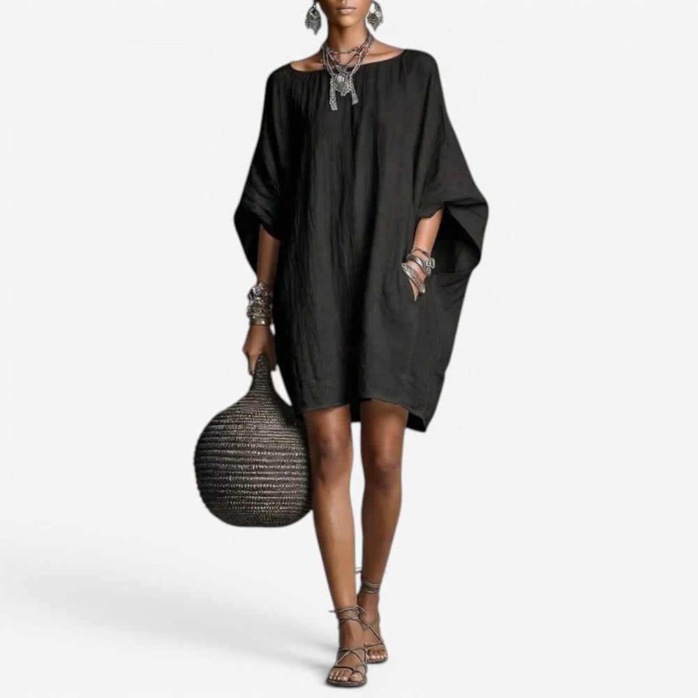 Women’s Oversized Batwing Mini Dress – Flowing Boho Shift for Spring and Summer