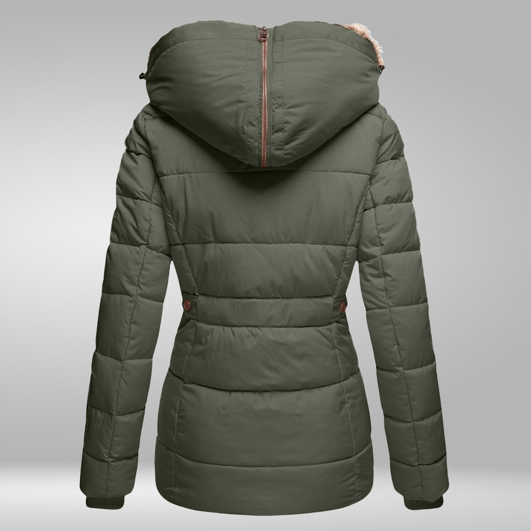 Women’s Faux-Fur Hooded Puffer Jacket – Warm Weather-Resistant Winter Layer for Everyday Wear