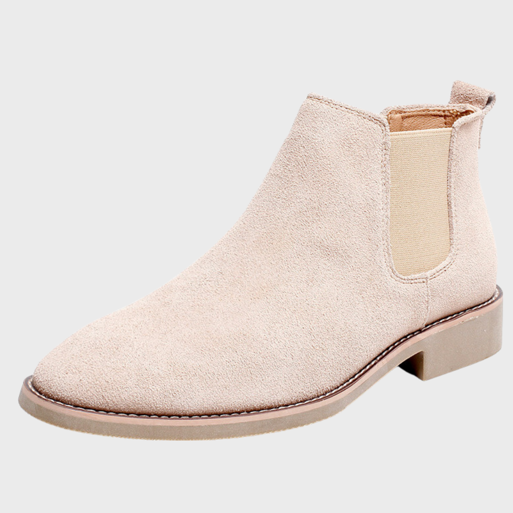 Men’s Suede Chelsea Boots – Sleek Ankle Design with Elastic Side Panels and Low Heel