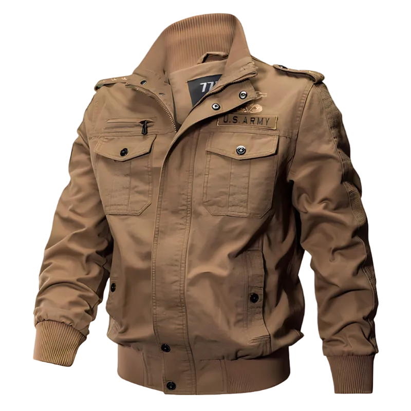 Men’s Military Field Bomber Jacket – Utility Zip-Front Outerwear with Multi-Pocket Detailing