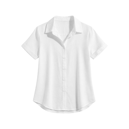 Women’s Short-Sleeve Button-Up Shirt – Relaxed Smart Casual Everyday Style