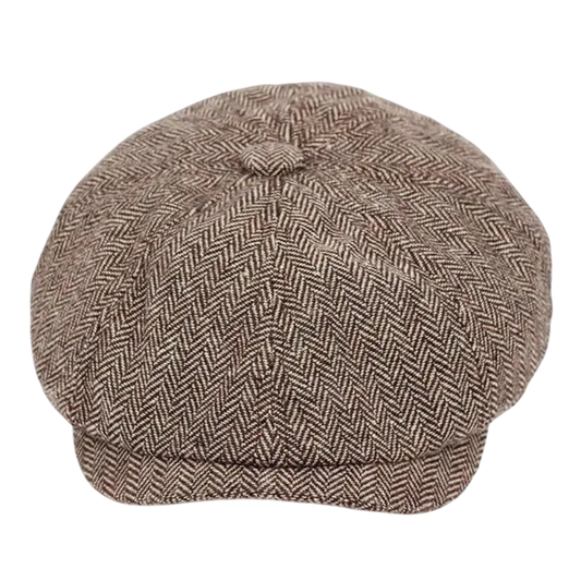 Men’s Herringbone Baker Boy Cap – Classic Wool Hat for City and Weekend Styling
