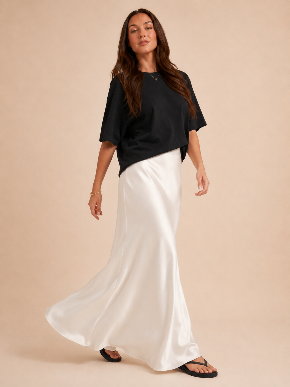 Women’s Satin A-Line Maxi Skirt – High-Waisted Flowing Silhouette with Soft Sheen for Dinners and Occasion Wear