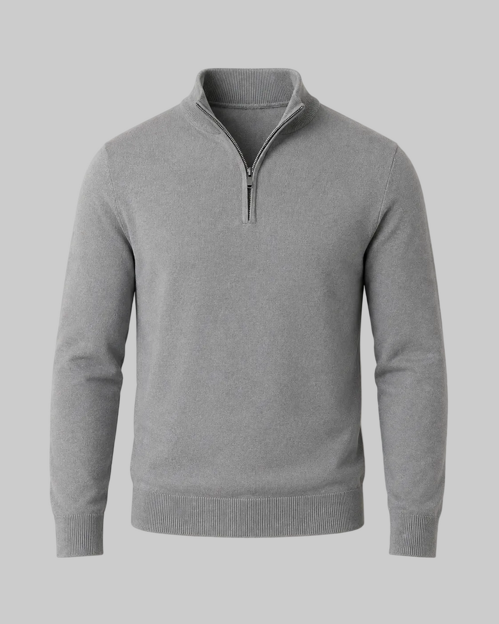 Men’s Business-Casual Zip Sweater – Fine-Knit Stand Collar for Autumn and Winter