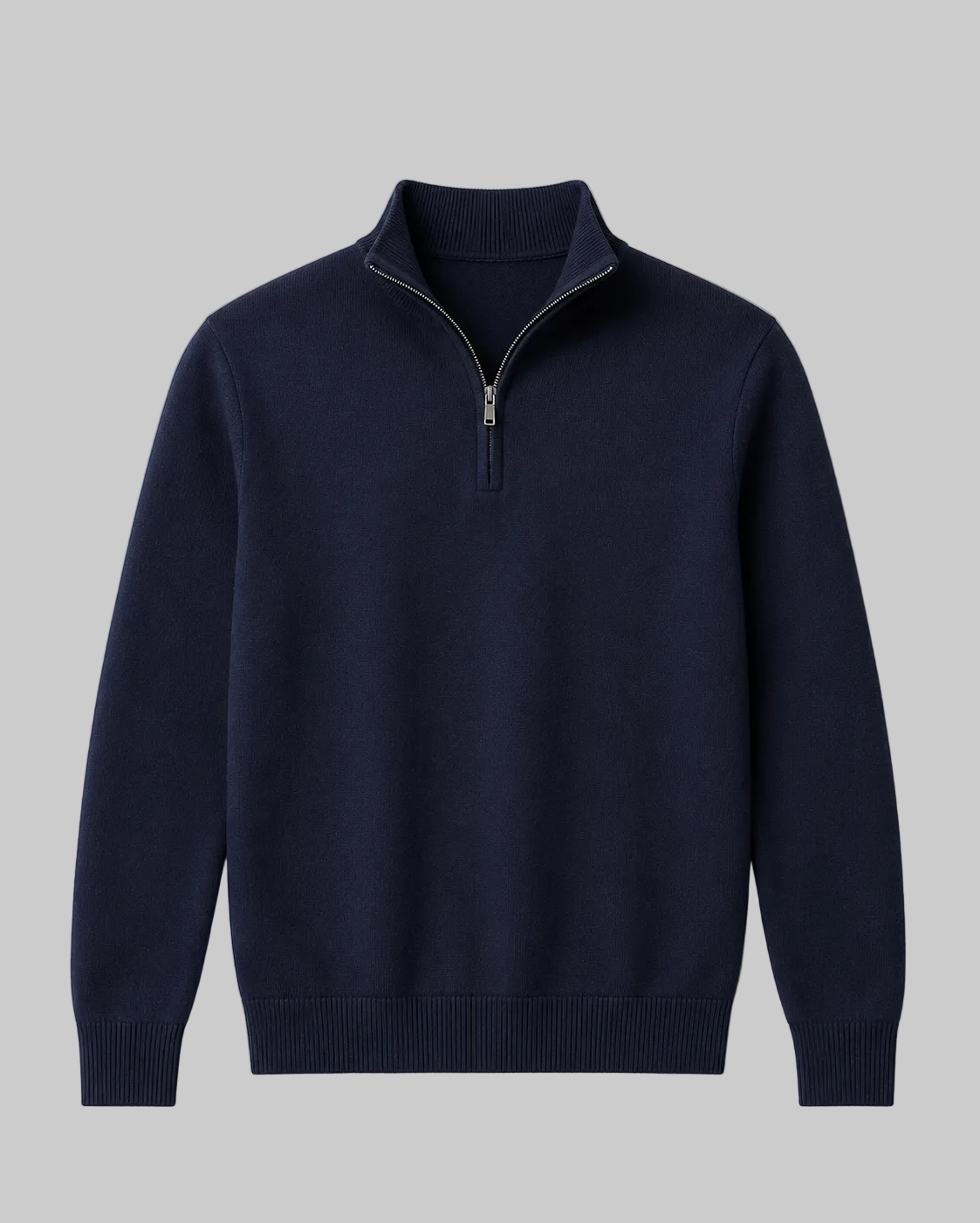 Men’s Business-Casual Zip Sweater – Fine-Knit Stand Collar for Autumn and Winter