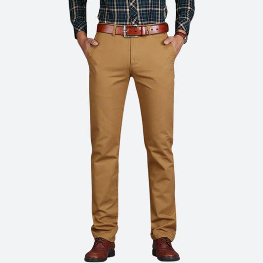 Men’s Tailored Straight-Leg Chinos – Clean Flat-Front Trousers with Refined Everyday Fit
