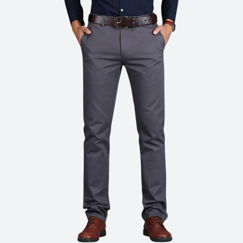Men’s Tailored Straight-Leg Chinos – Clean Flat-Front Trousers with Refined Everyday Fit