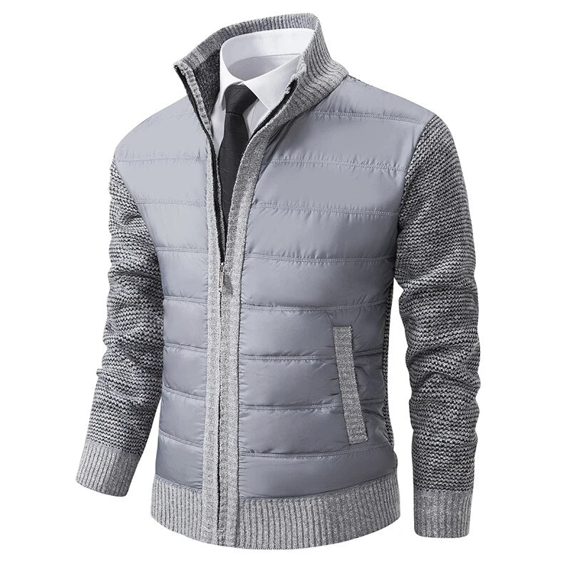 Men’s Quilted-Front Knit Jacket – Regular-Fit Zip-Up Layer for Office and Weekend Wear