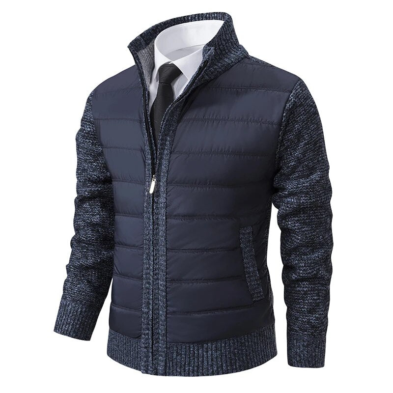 Men’s Quilted-Front Knit Jacket – Regular-Fit Zip-Up Layer for Office and Weekend Wear