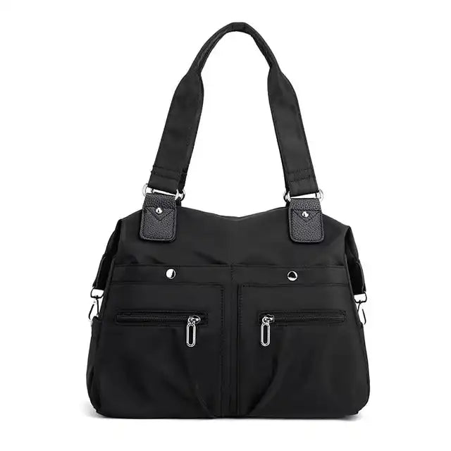 Women’s Multi-Pocket Nylon Shoulder Bag – Water-Resistant Work Tote with Laptop Compartment