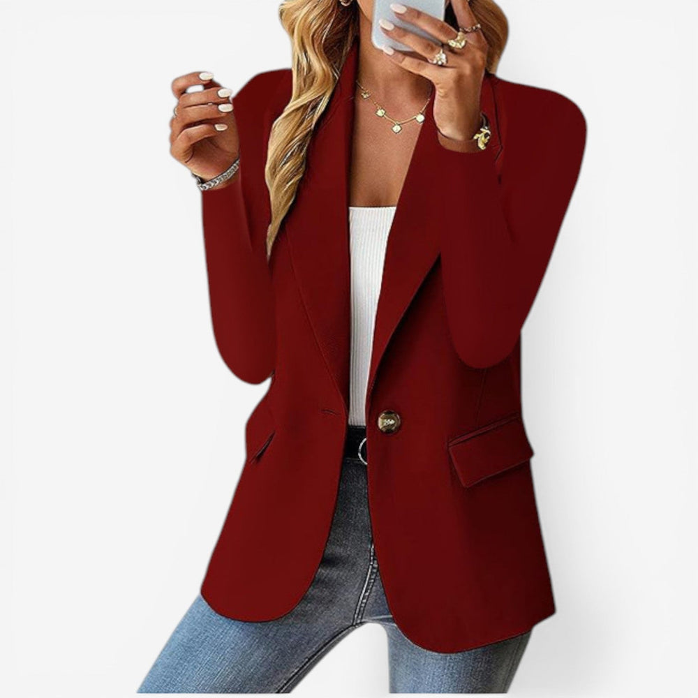 Women’s Structured Lapel Blazer – Refined Single-Button Layer for Office and Smart Casual Wear
