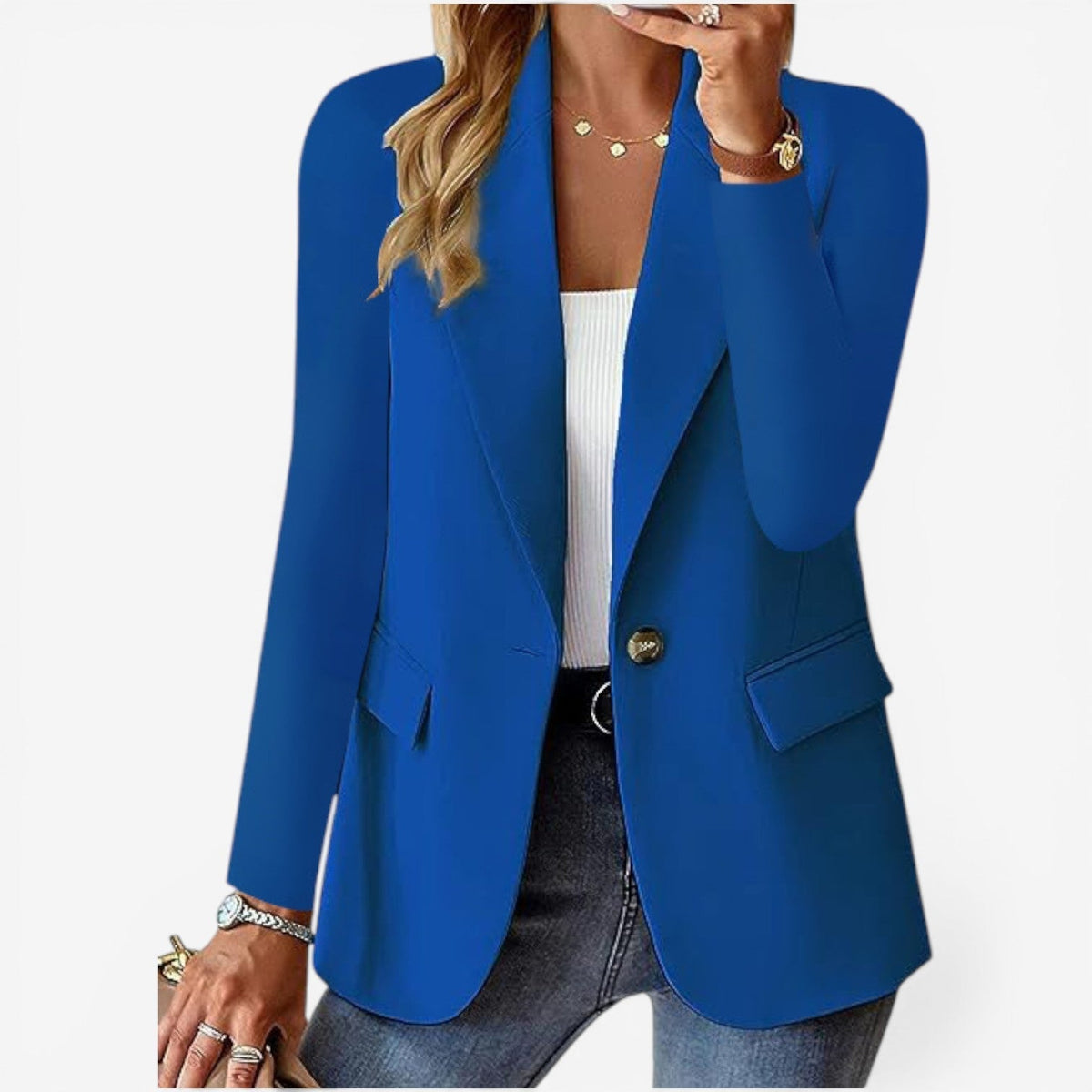 Women’s Structured Lapel Blazer – Refined Single-Button Layer for Office and Smart Casual Wear