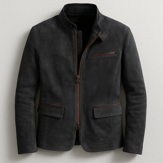 Men’s Zip-Up Stand-Collar Jacket – Tailored Smart Casual Layer for Autumn and Winter