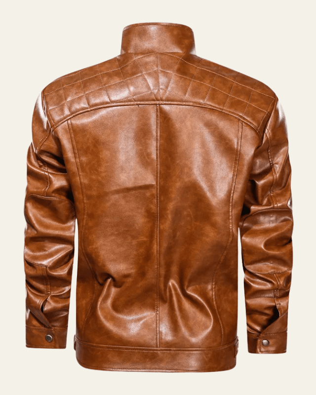 Men’s Stand-Collar Biker Jacket – Zip-Up Autumn Winter Layer for Casual Wear