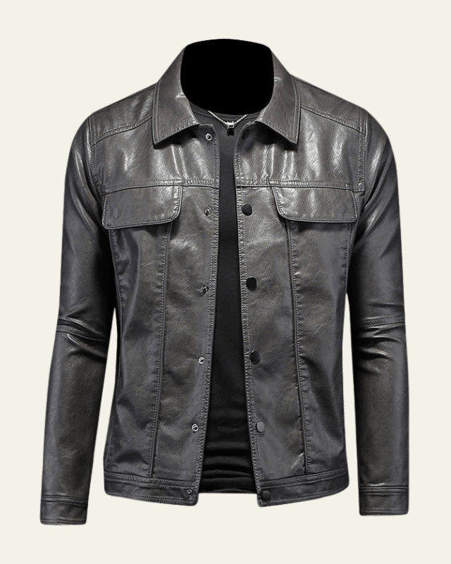 Men’s Snap-Front Biker Jacket – Regular Fit Spring Autumn Layer for Casual Wear