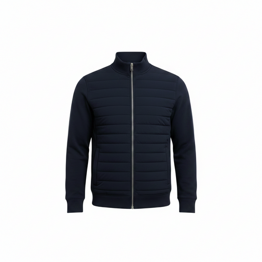 Men’s Hybrid Quilted Jacket – Windproof Autumn Winter Layer for Smart Casual Wear