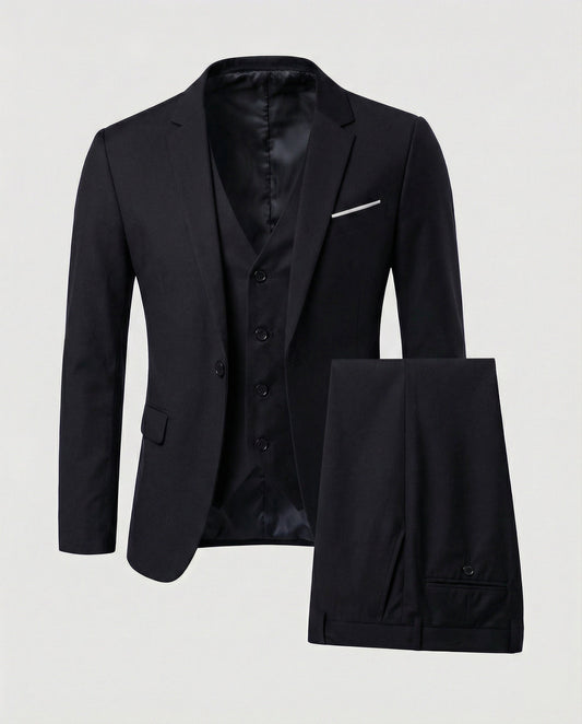Men’s Slim-Fit Formal Suit – Modern Three-Piece Tailoring for Weddings and Business