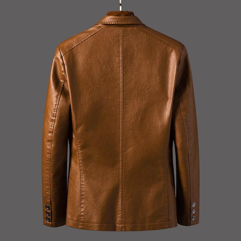 Men’s Leather-Look Blazer Jacket – Tailored Smart Casual Layer for Spring and Summer