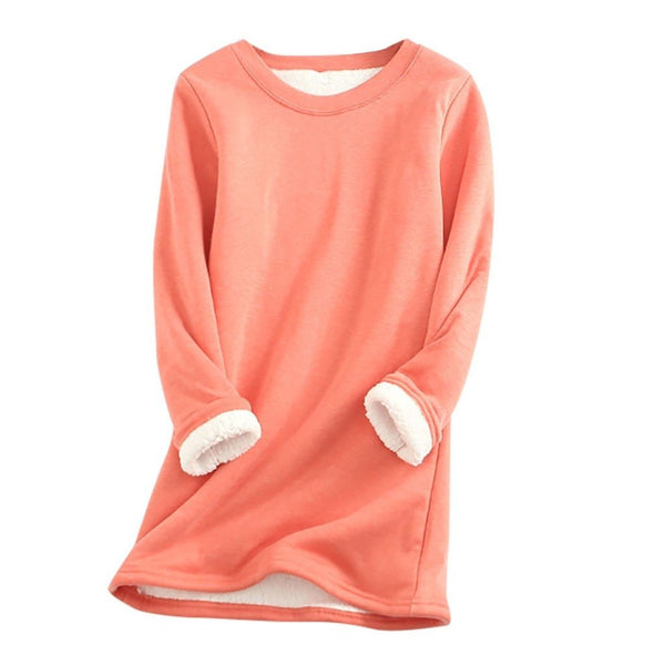 Women’s Longline Fleece Sweatshirt – Soft Crew-Neck Pullover for Cosy Autumn Layering