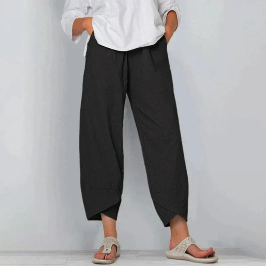 Women’s Cropped Wide-Leg Trousers – Relaxed Summer Style with Tulip Hem