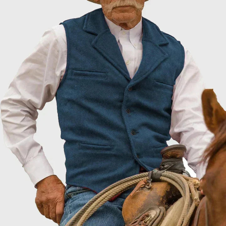 Men’s Textured Notch-Lapel Vest – Heritage Waistcoat for Smart Casual Layering