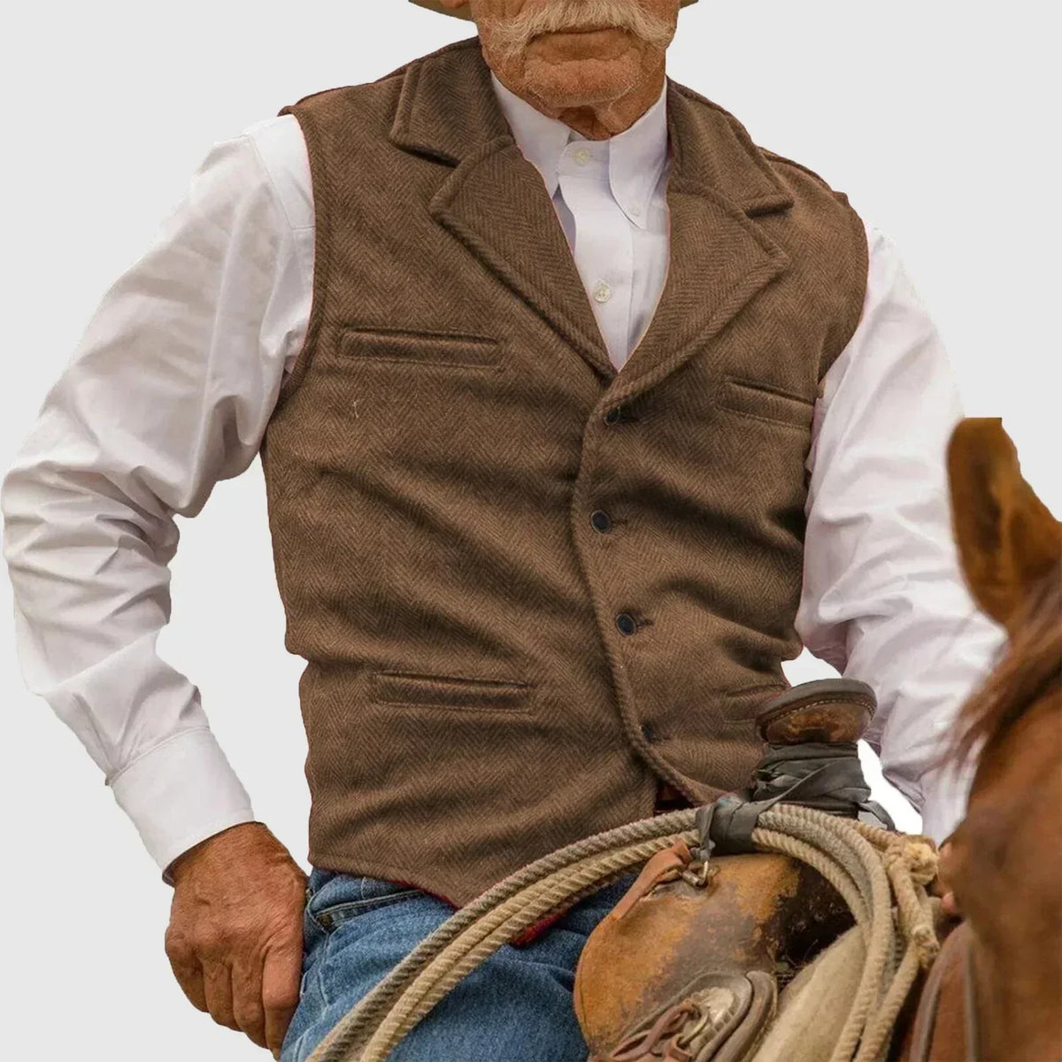 Men’s Textured Notch-Lapel Vest – Heritage Waistcoat for Smart Casual Layering