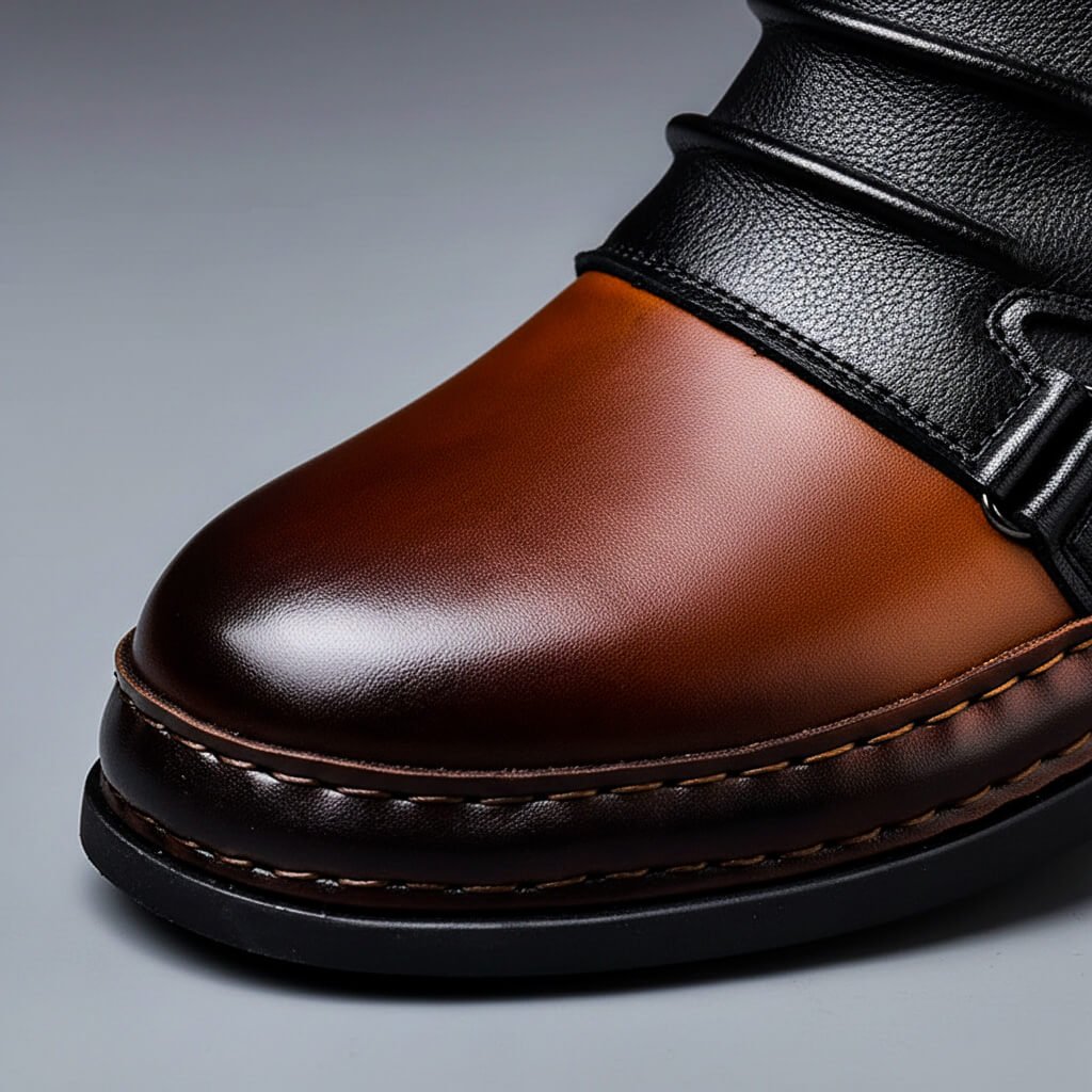 Men’s Handcrafted Leather Buckle Boots – Structured Ankle Style for Smart Casual and Weekend Wear