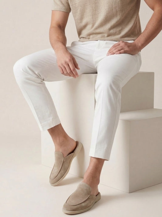 Men’s Suede-Look Mule Loafers – Lightweight Slip-On Shoes for Summer and Smart Casual Wear