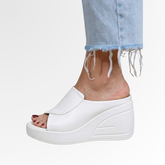 Women’s Cushioned Wedge Sandals – Slip-On Platform Mules for Summer Walking and Travel