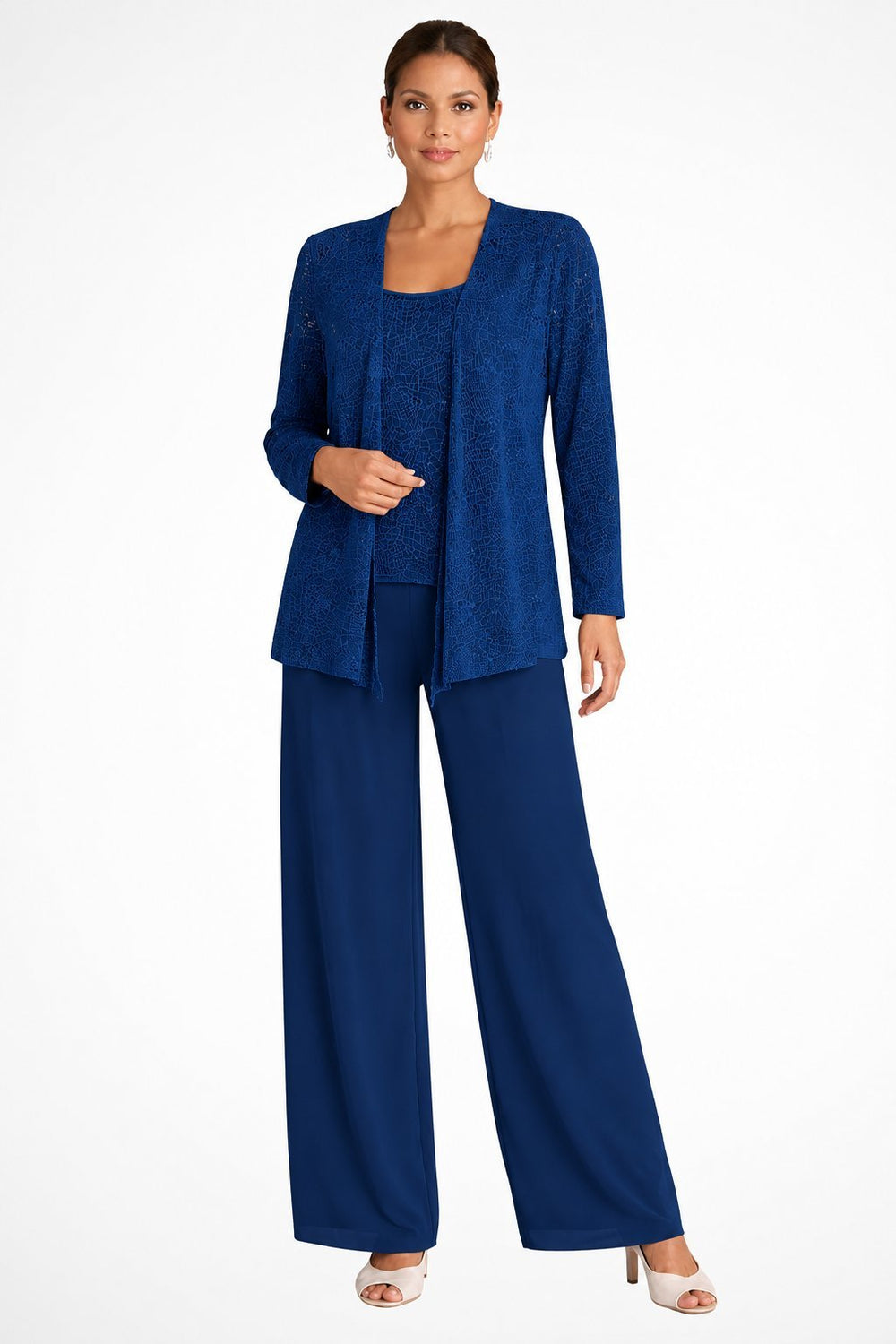 Women’s Sequin Jacket Top and Palazzo Trouser Set – Three Piece Wedding Occasion Outfit