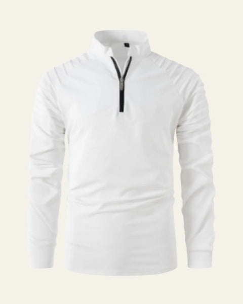 Men’s Long-Sleeve Quarter-Zip Polo Shirt – Slim Smart-Casual Style for Autumn and Winter