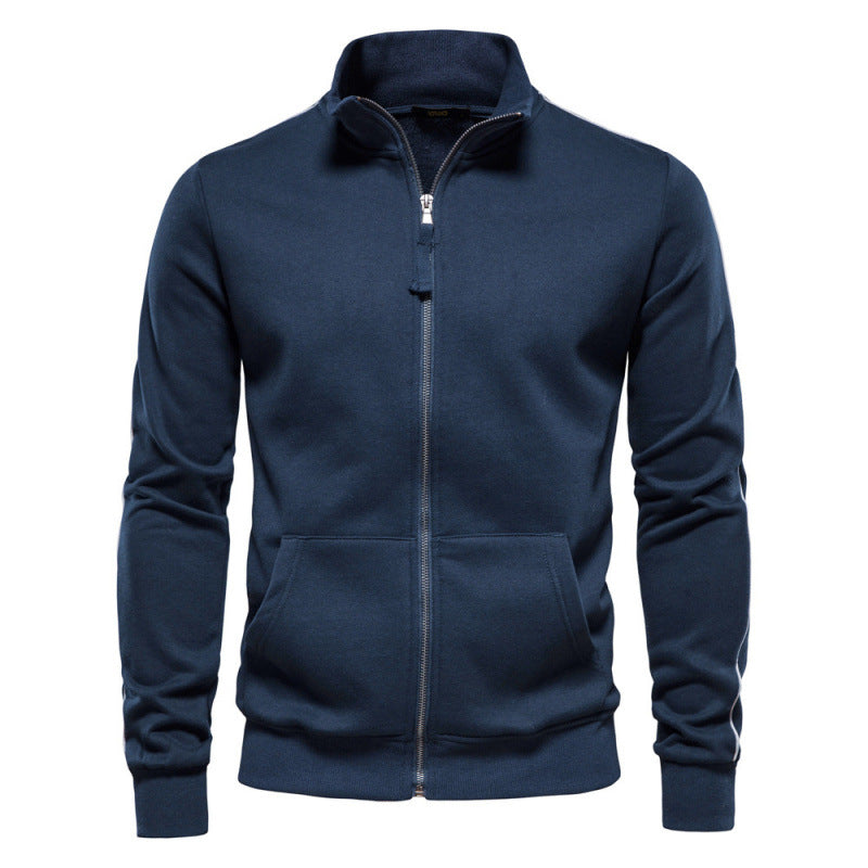 Men’s Stand-Collar Zip Jacket – Casual Pocketed Layer for Autumn and Winte