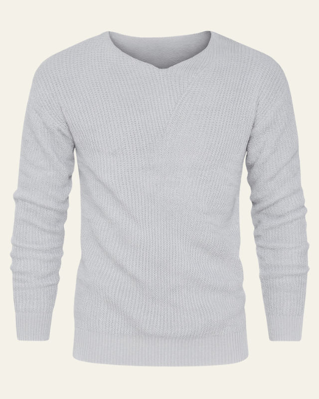 Men’s Waffle-Knit V-Neck Sweater – Textured Everyday Layer for Autumn and Winter