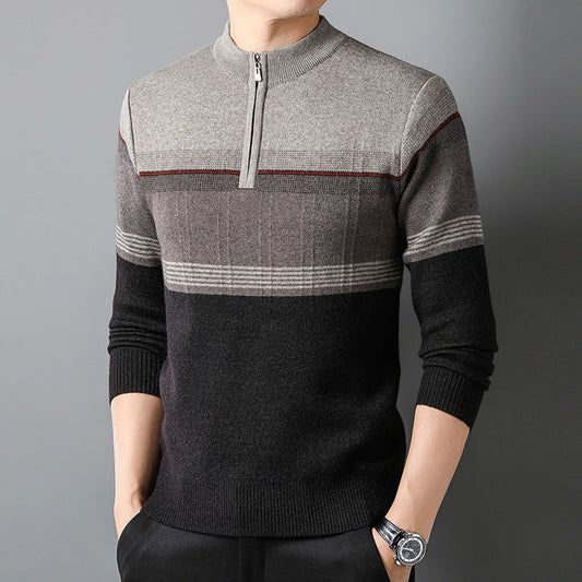 Men’s Quarter-Zip Knit Sweater – Smart High-Neck Layer for Work and Weekends