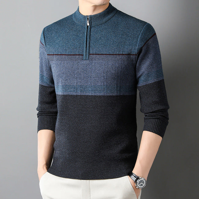 Men’s Quarter-Zip Knit Sweater – Smart High-Neck Layer for Work and Weekends