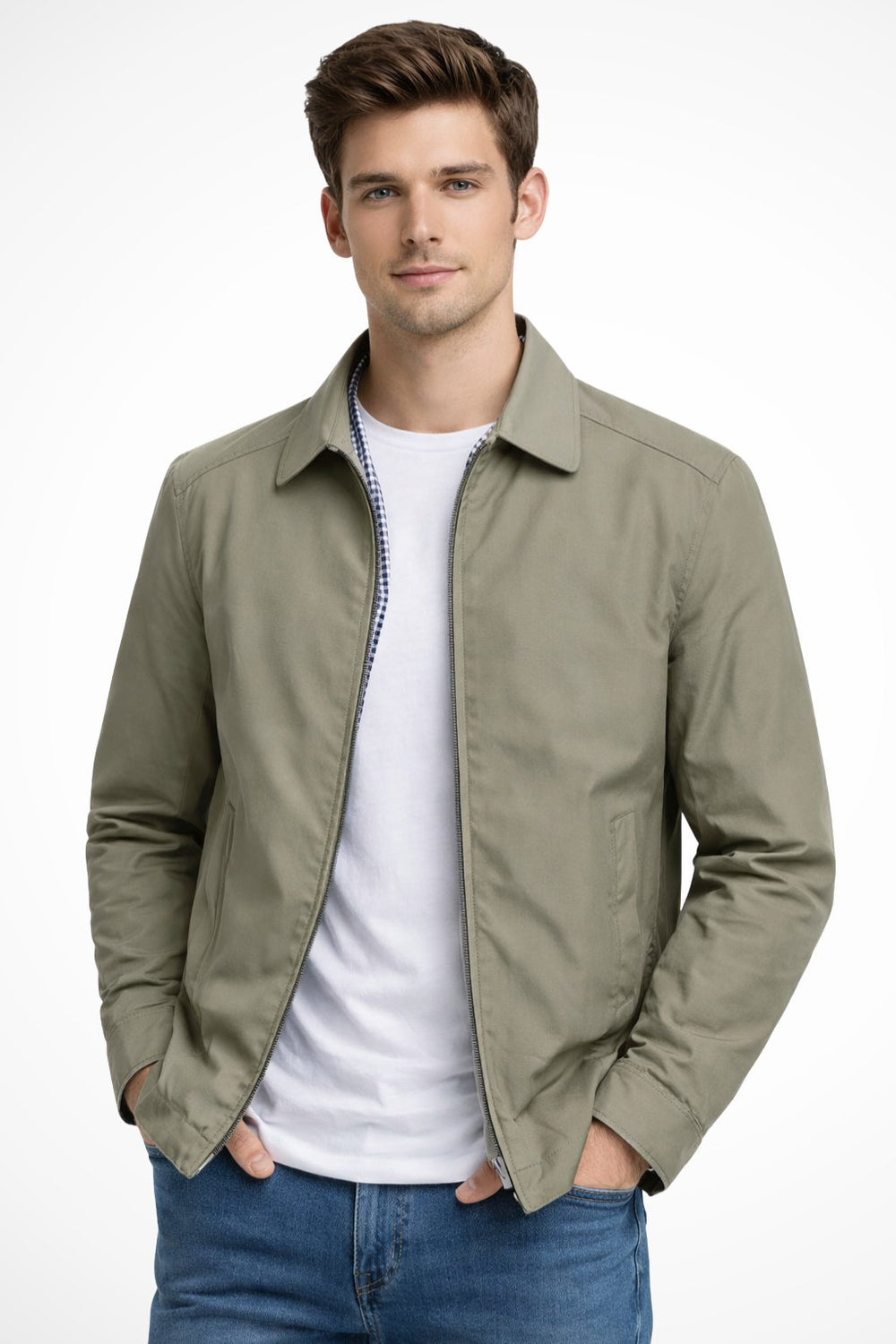 Men’s Classic Harrington Jacket – Structured Zip-Up Layer for Smart Casual Everyday Wear