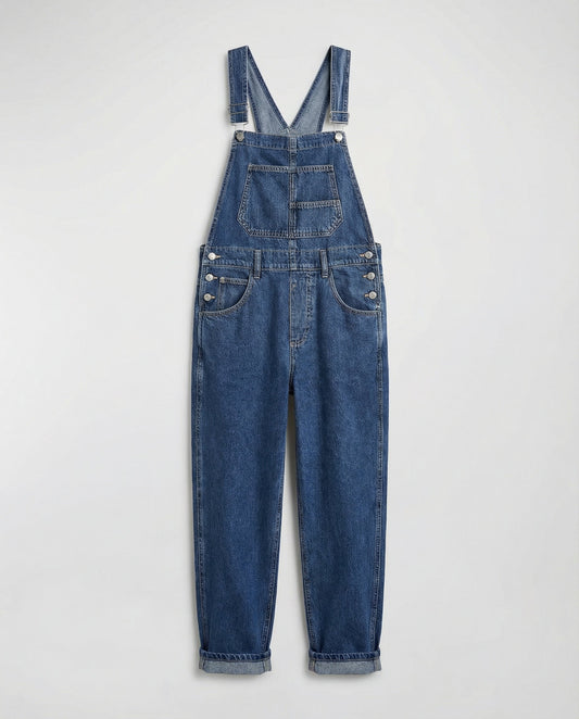 Women’s Relaxed Denim Dungarees – Utility Overalls for Casual Everyday Layering